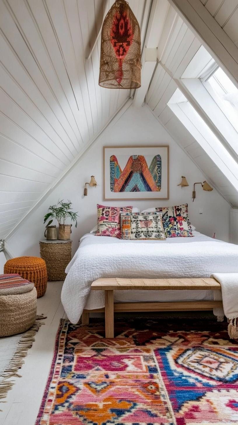 20 super cozy small roof tree bedroom ideas today 36 36 36 12. Retro 70S mood with strong prints, lively colors and vintage decor-0
