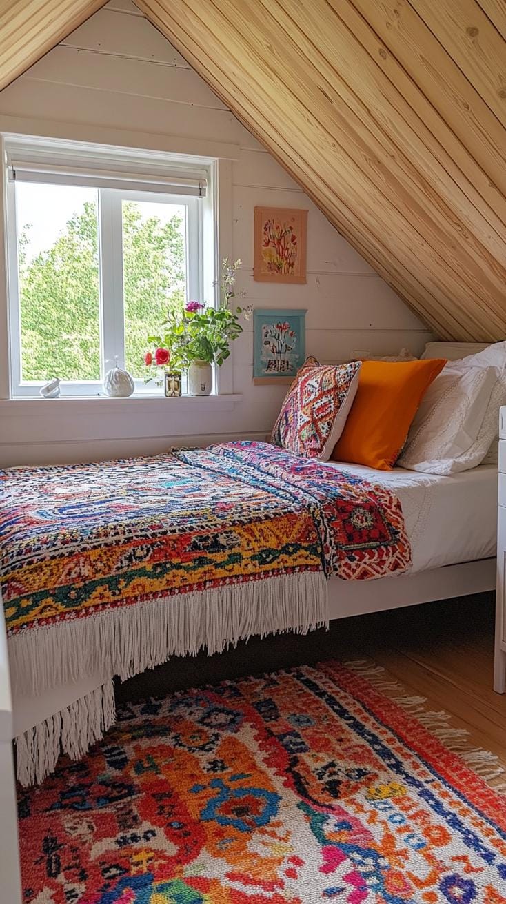 20 super cozy small attic -bedrooms today 37 to explore 37 12. Retro 70S mood with strong prints, lively colors and vintage decor-1