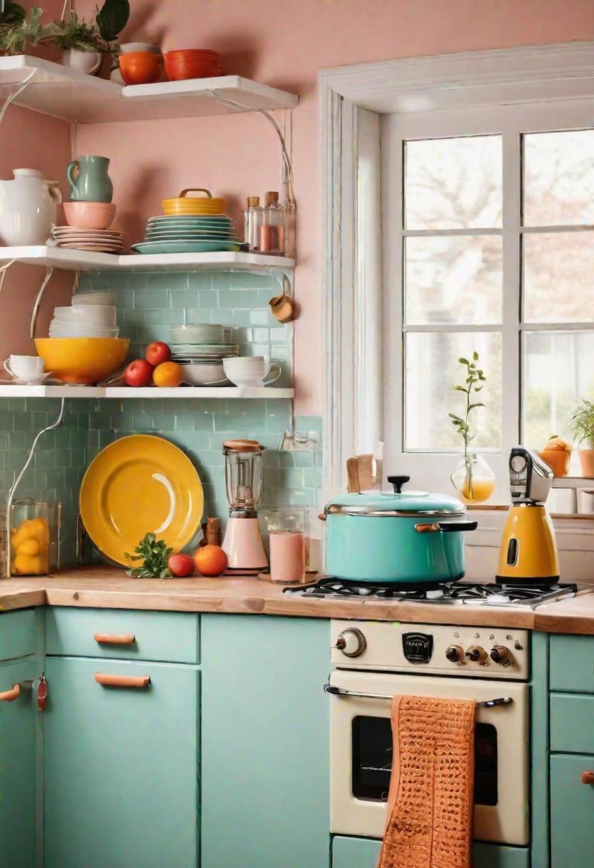 43 Aesthetic Kitchen Ideas to Transform Your Space 8 6. Retro Colorful Kitchen Appliances-0