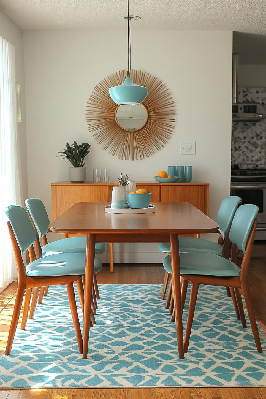 23 breathtaking modern dining tables from the middle of the century, which they worship 48 18. Retro flair: Sunburst Spiegel Inspiration-1