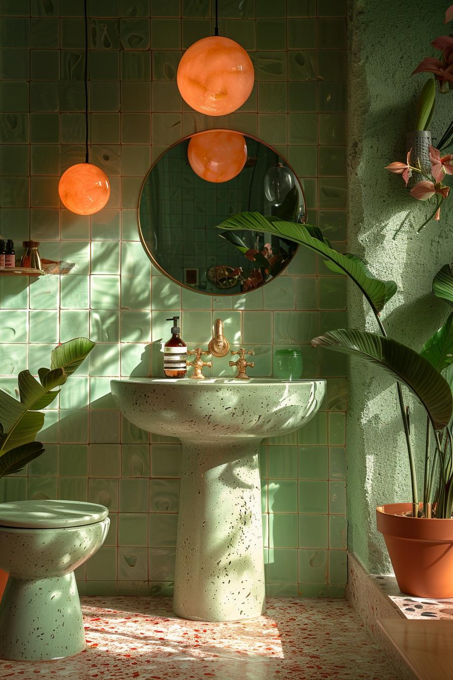 15 chic mid century modern bathroom ideas for timeless elegance 4 1. Retro geometric bathroom color-1
