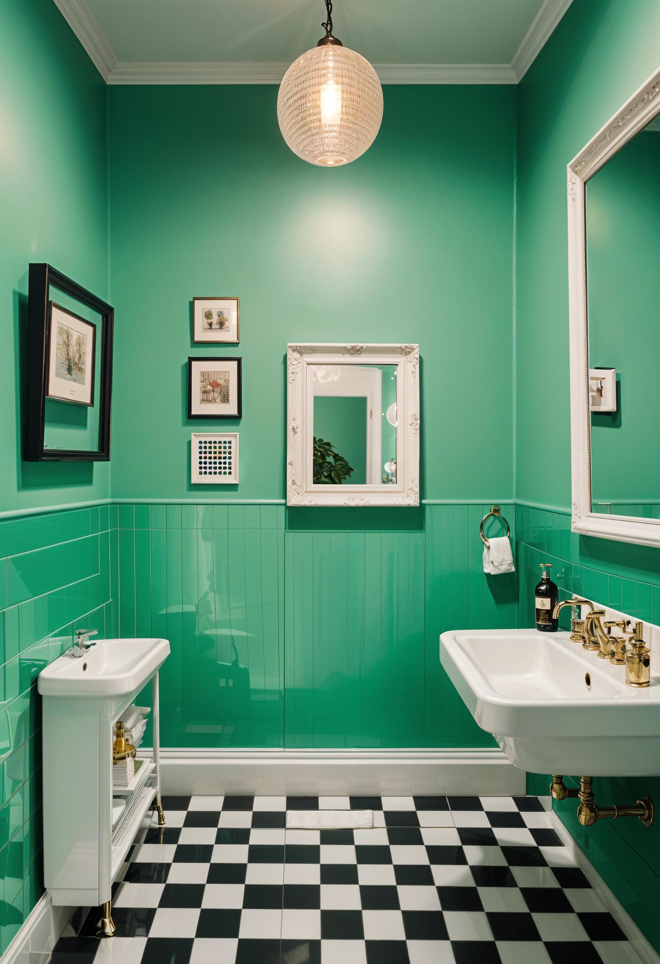 27 wunderschöne grüne Badezimmerideen für einen frischen Look 14 8. Retro Green Badezimmer Makeover-1