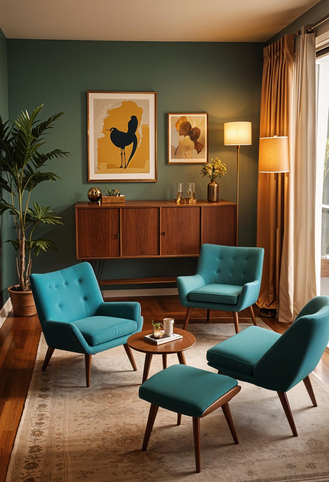 21 Cozy middle of the century modern living room ideas 32 10. Retro Lounge Corner Decor-2