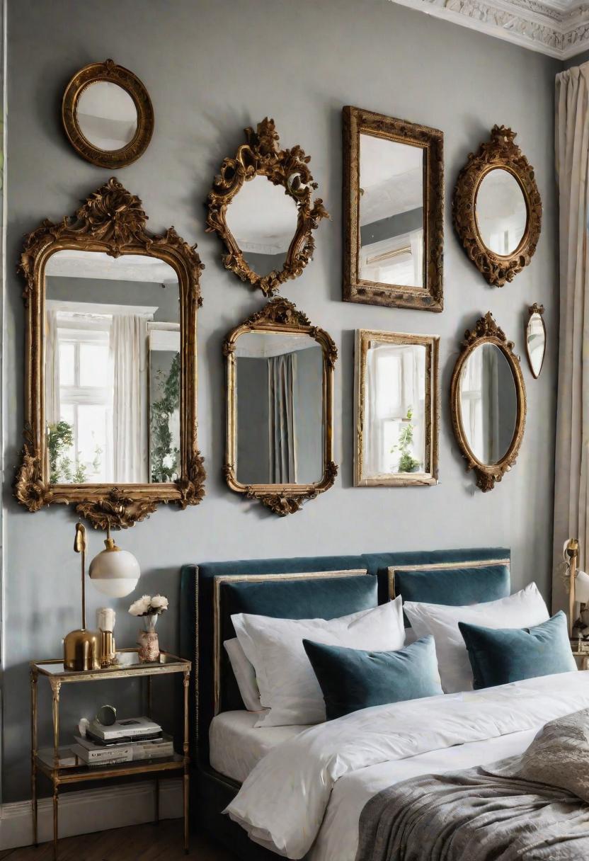 61 Inspiring Bedroom Wall Decor Ideas: Transform Your Space into a Dreamy Retreat 25 23. Retro Mirror Collection-0