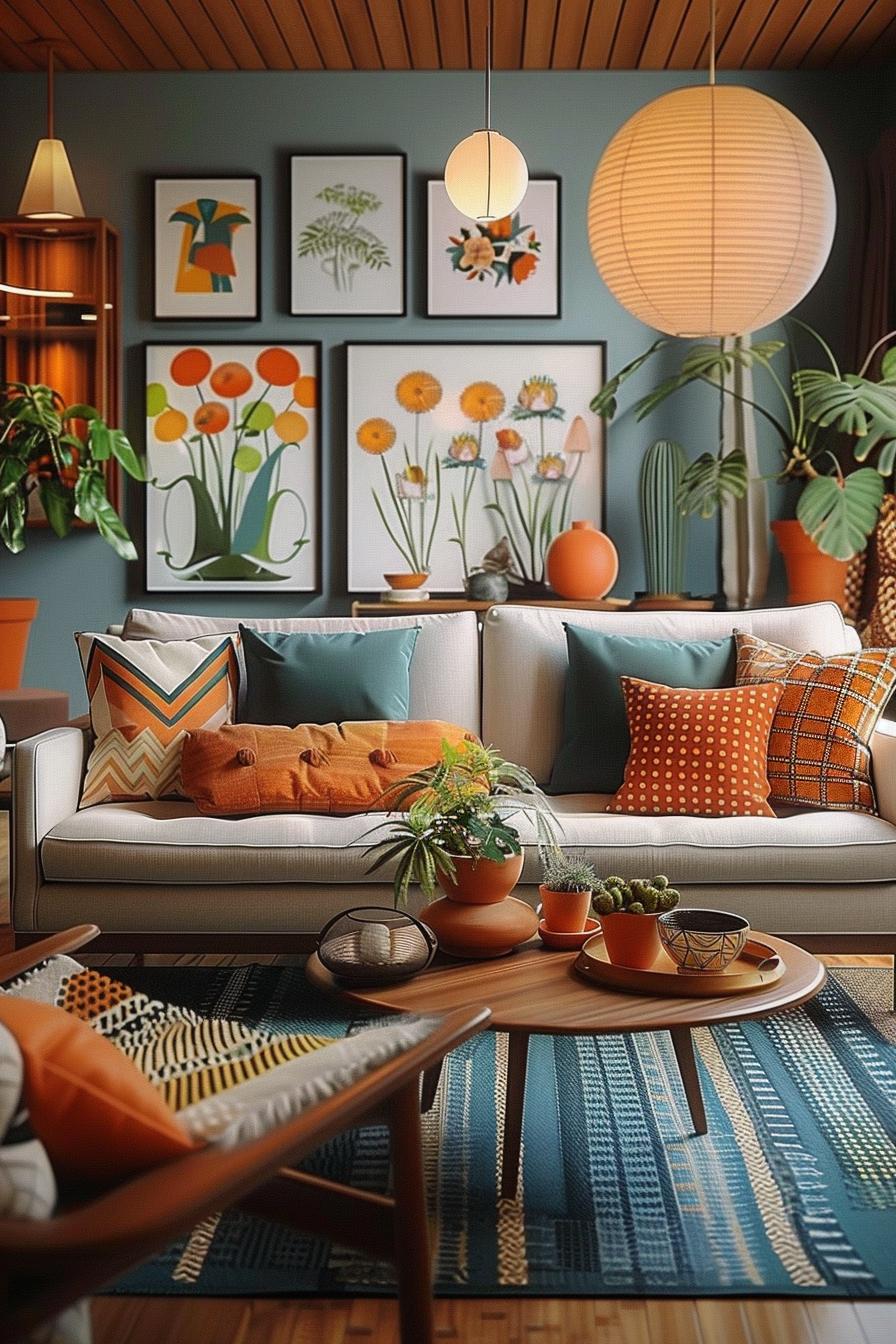 18 colorful in the middle of the century modern living room design 53 18. Retro pattern in residential culture-1