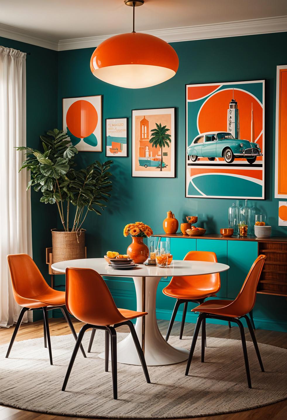 20 chic dining room ideas for copying 16 12. Retro Revival: Colorful Decor-0 in the middle of the century
