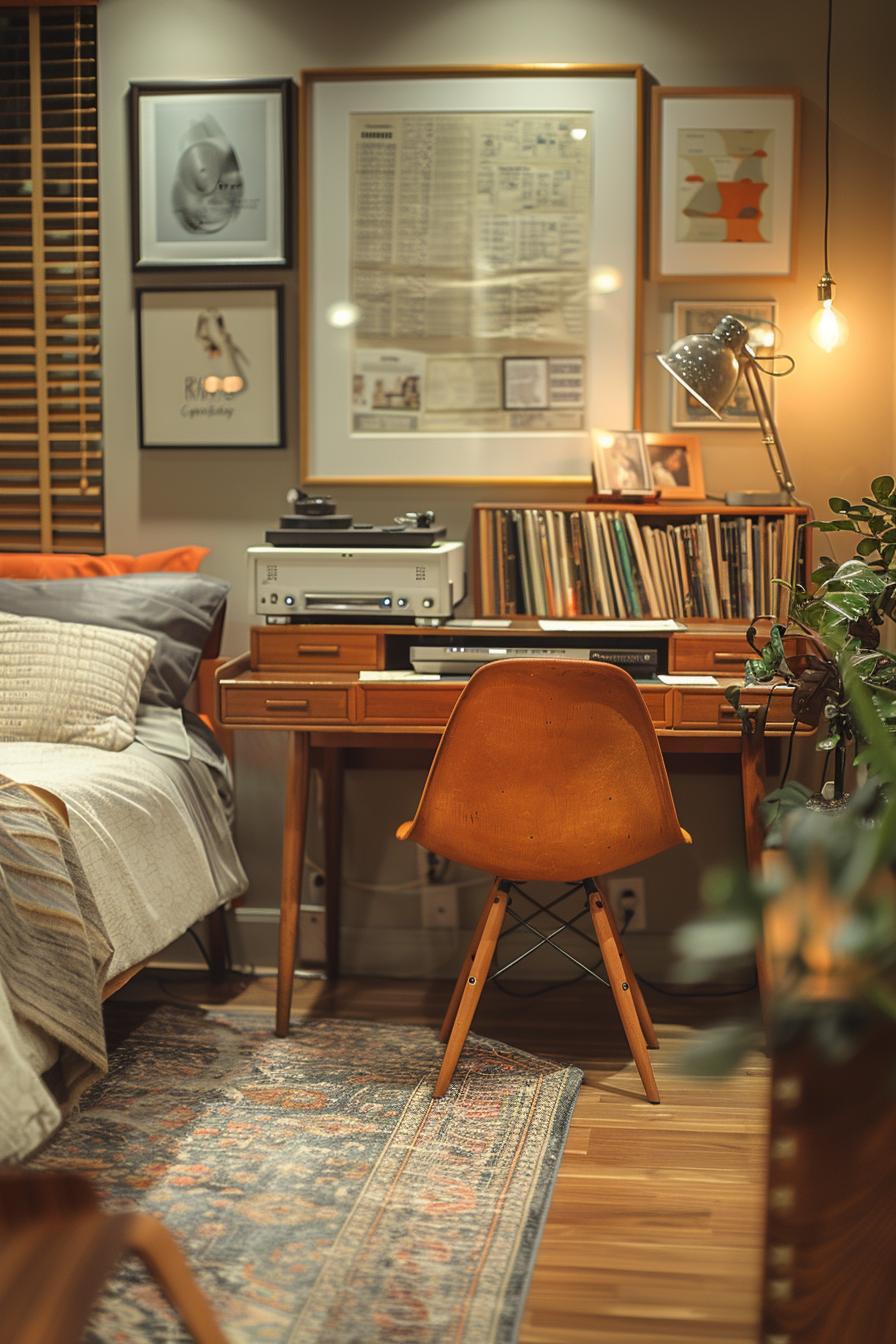 19 ideas for creative dormitory for boys 4 1. Retro vinyl corner setup-1