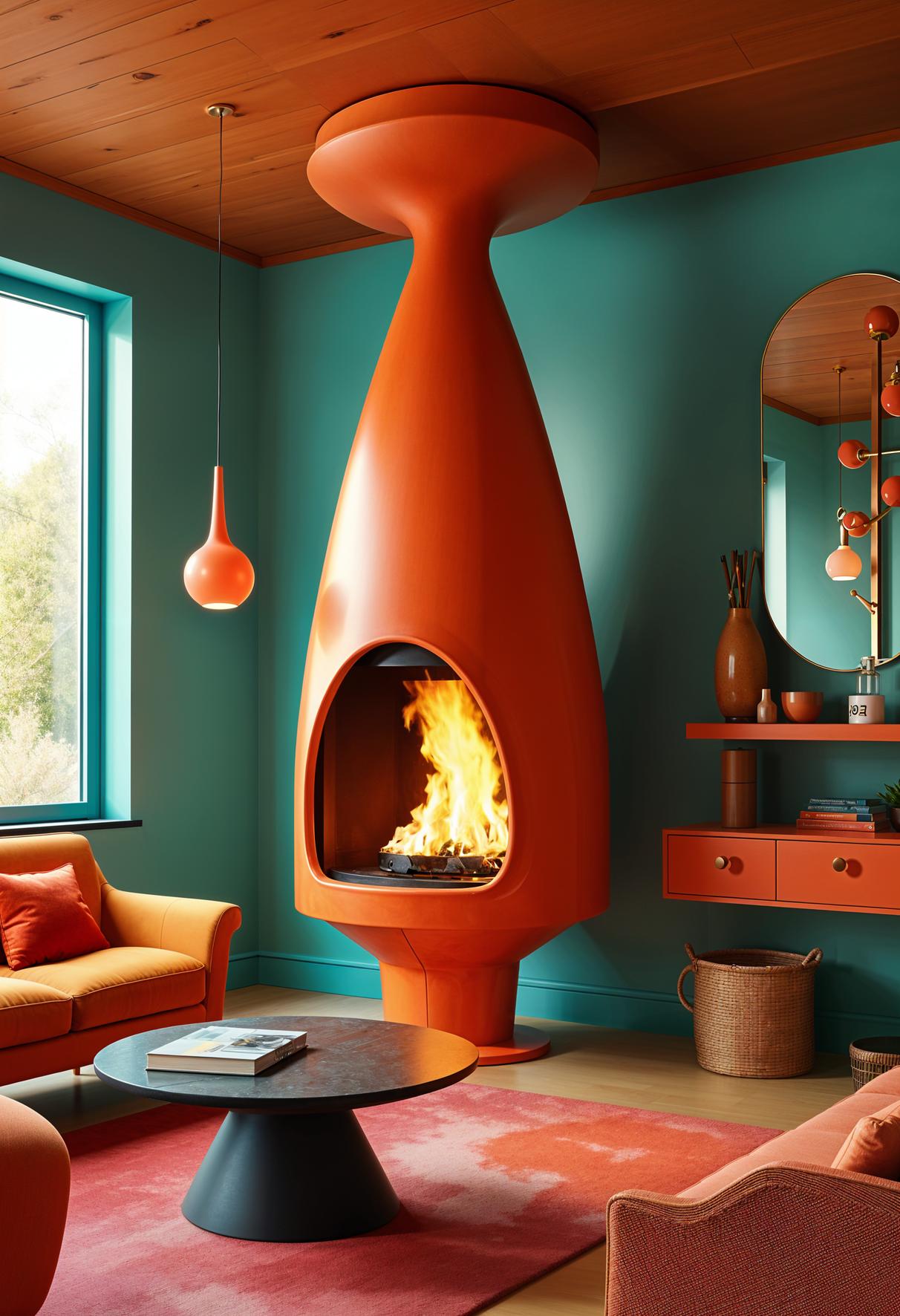 20 breathtaking middle of the century of modern fireplace-Makeover ideas 9 9 3 .. retro cone-shaped, hanging fireplace in a fat accent-1
