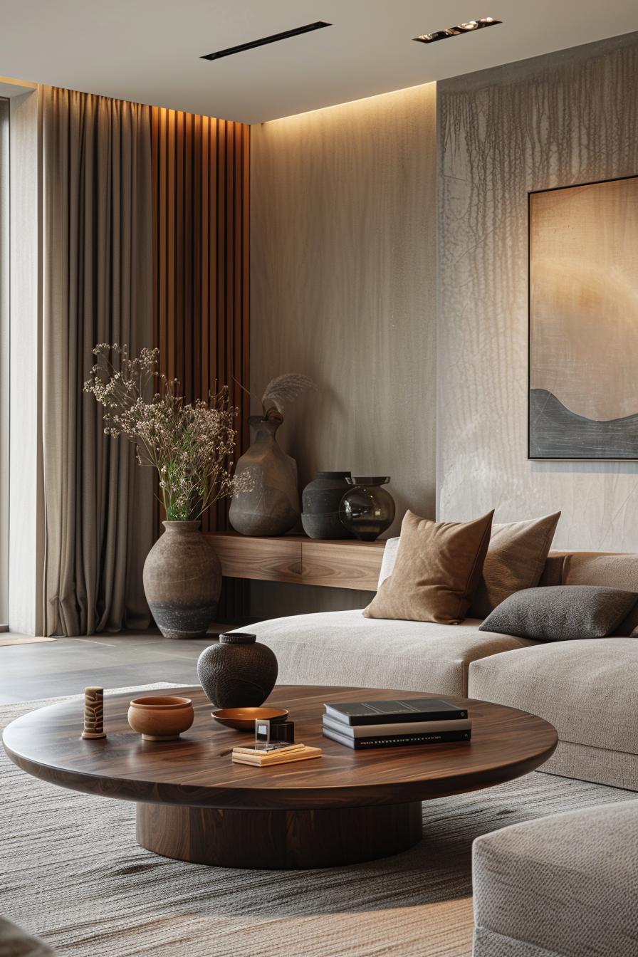 15 trendy, moody neutral living room designs to inspire 6 3 .. Rich walnut table exemplary-0