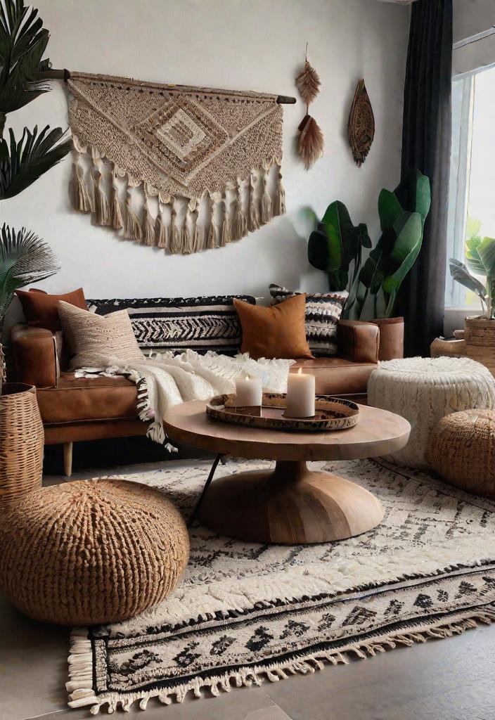 21 Inspirational Boho Living Room Ideas For 2024 21 18. Carpet eclectic: pattern and texture-0