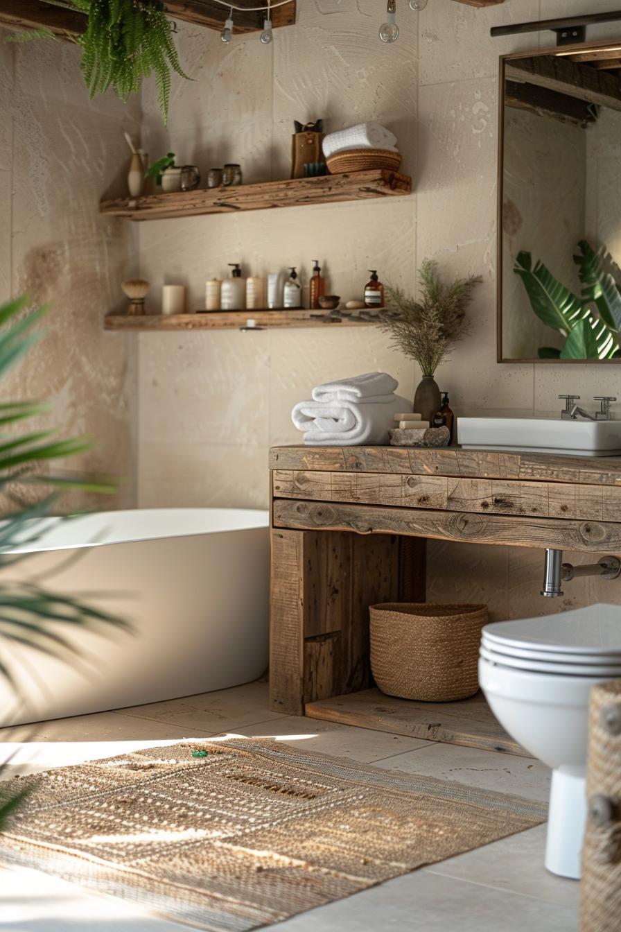 15 Genius & beautiful bathroom shelf you have to see 27 12. Rustic bathroom shelves: pallet wood-1