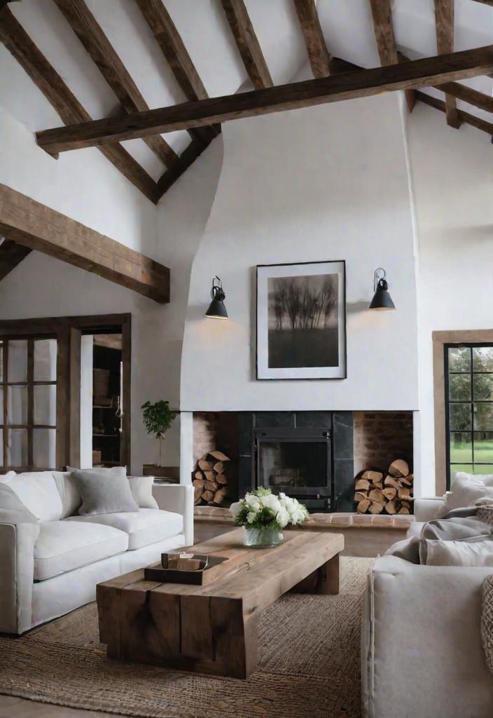 25 Charming Farmhouse Living Room Ideas For 2024 5 3 .. Rustic beam accents-0