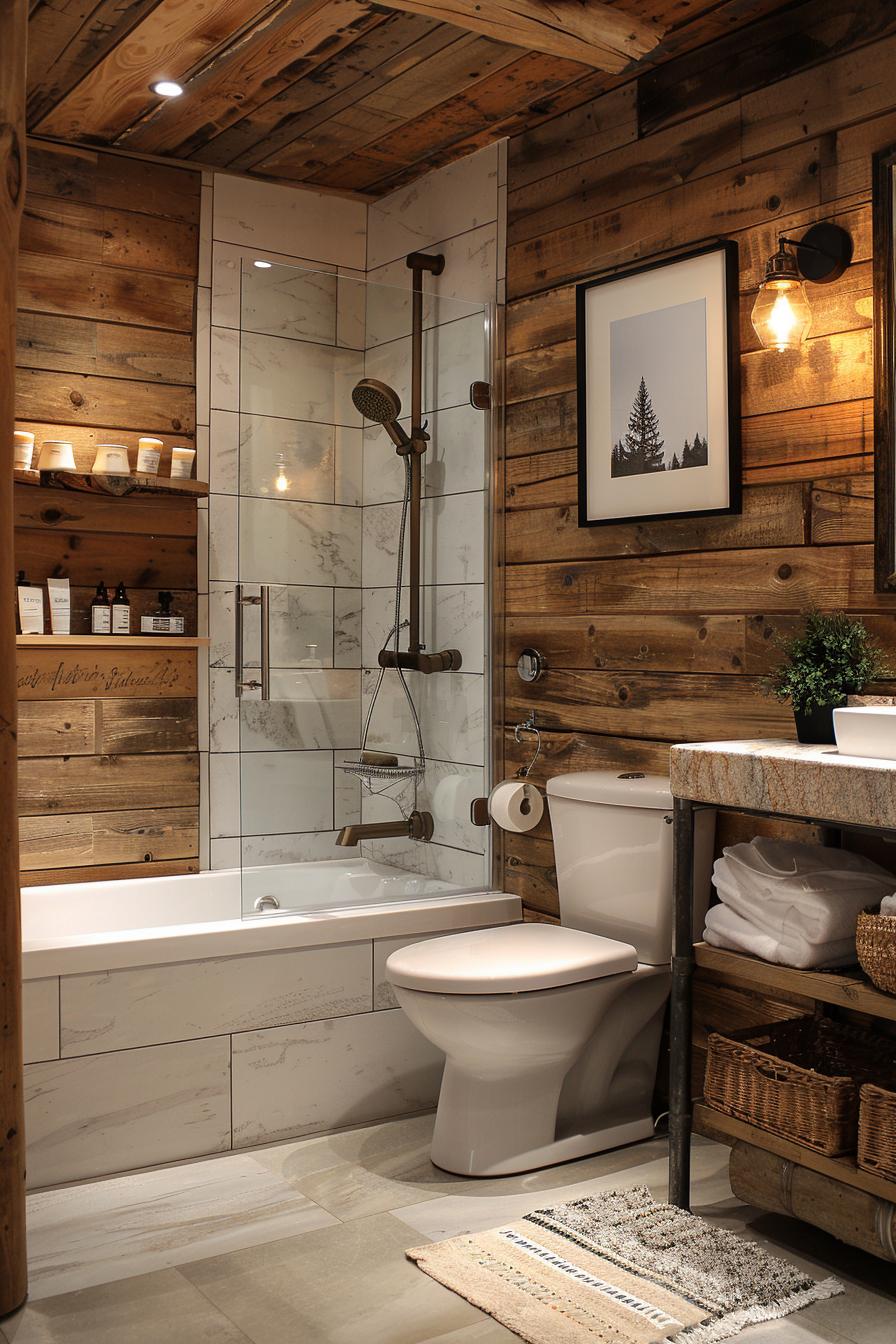 15 beautiful Shiplap bathroom styles to impress your guests 30 13. Rustic cabin bathroom inspiration-2