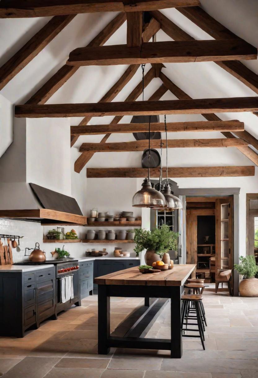 33 Modern Farmhouse Kitchen Ideas: Blending Rustic Charm with Contemporary Design 16 12. Rustic Ceiling Beam Inspiration-0