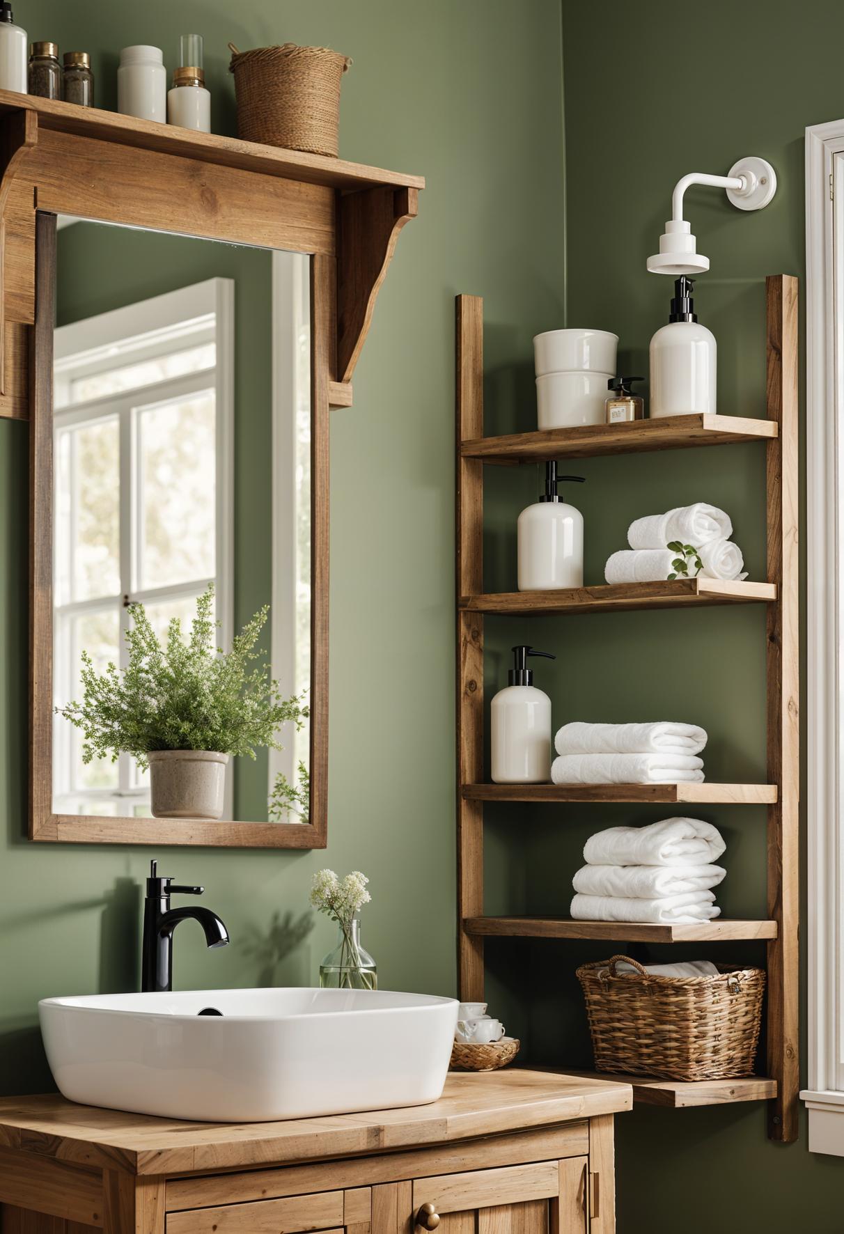 27 wunderschöne grüne Badezimmerideen für einen frischen Look 20 14. rustikales Bauernhaus Badezimmer Design-0