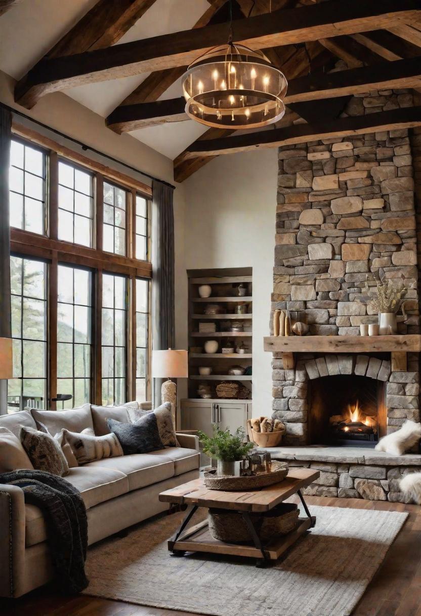 43 Modern Living Room Inspirations: Chic, Spacious, and Vibrant 14 12. Rustic Farmhouse Living Room Inspiration-0