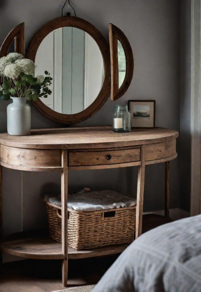 38 Genius Farmhouse Bedroom Ideas 37 35. Rustic Farmhouse Vanity and Mirror-0
