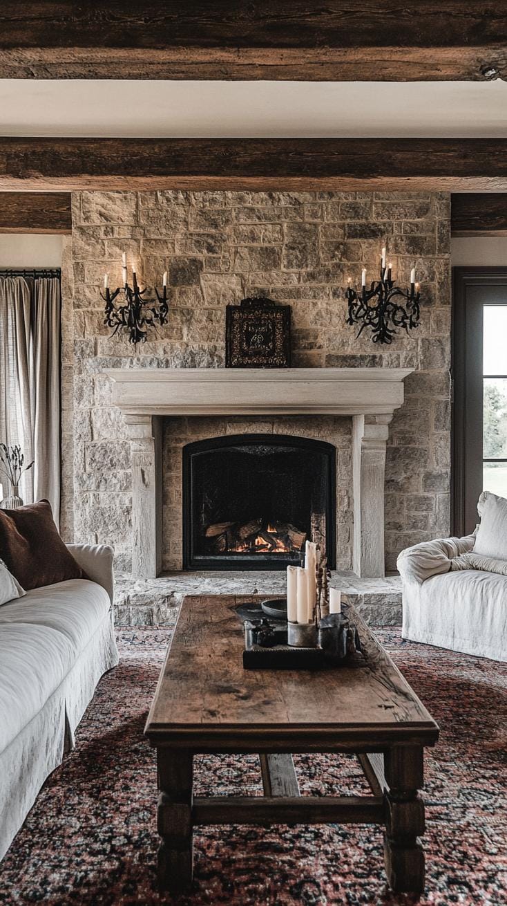 19 cozy atmospheric farmhouse living room ideas, the woW 16 5. Rustic Kamindekor Inspiration-1