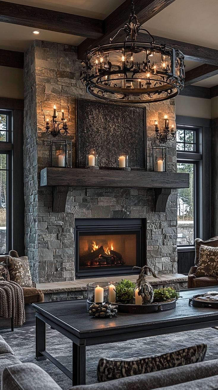 19 cozy moody farmhouse living room ideas, the woW 17 5. Rustic Kamindekor Inspiration-2