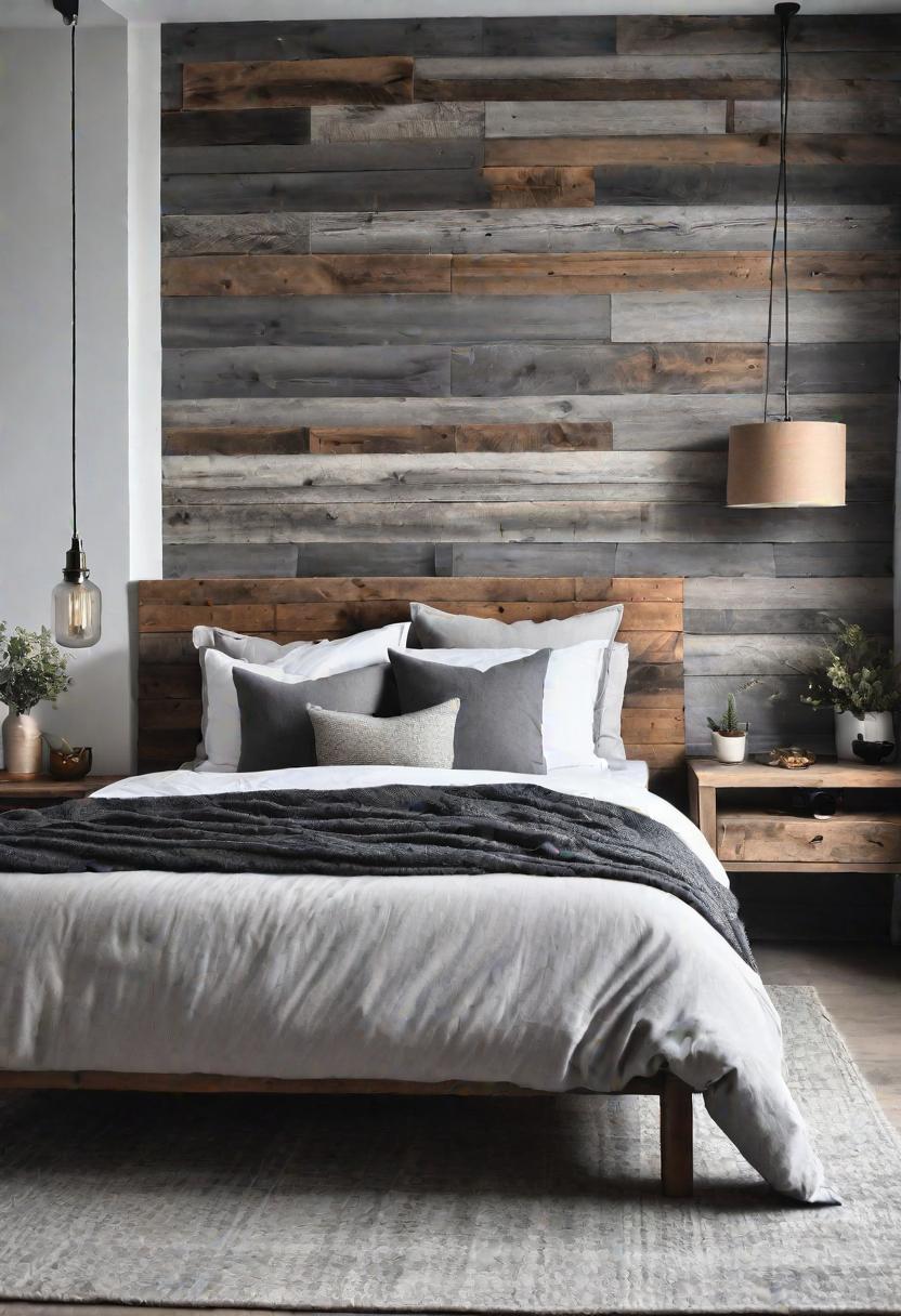 47 Stunning Grey Bedroom Ideas for An Elegant Bedroom Design 16 14. Rustic Grey Bedroom Feature Wall-0