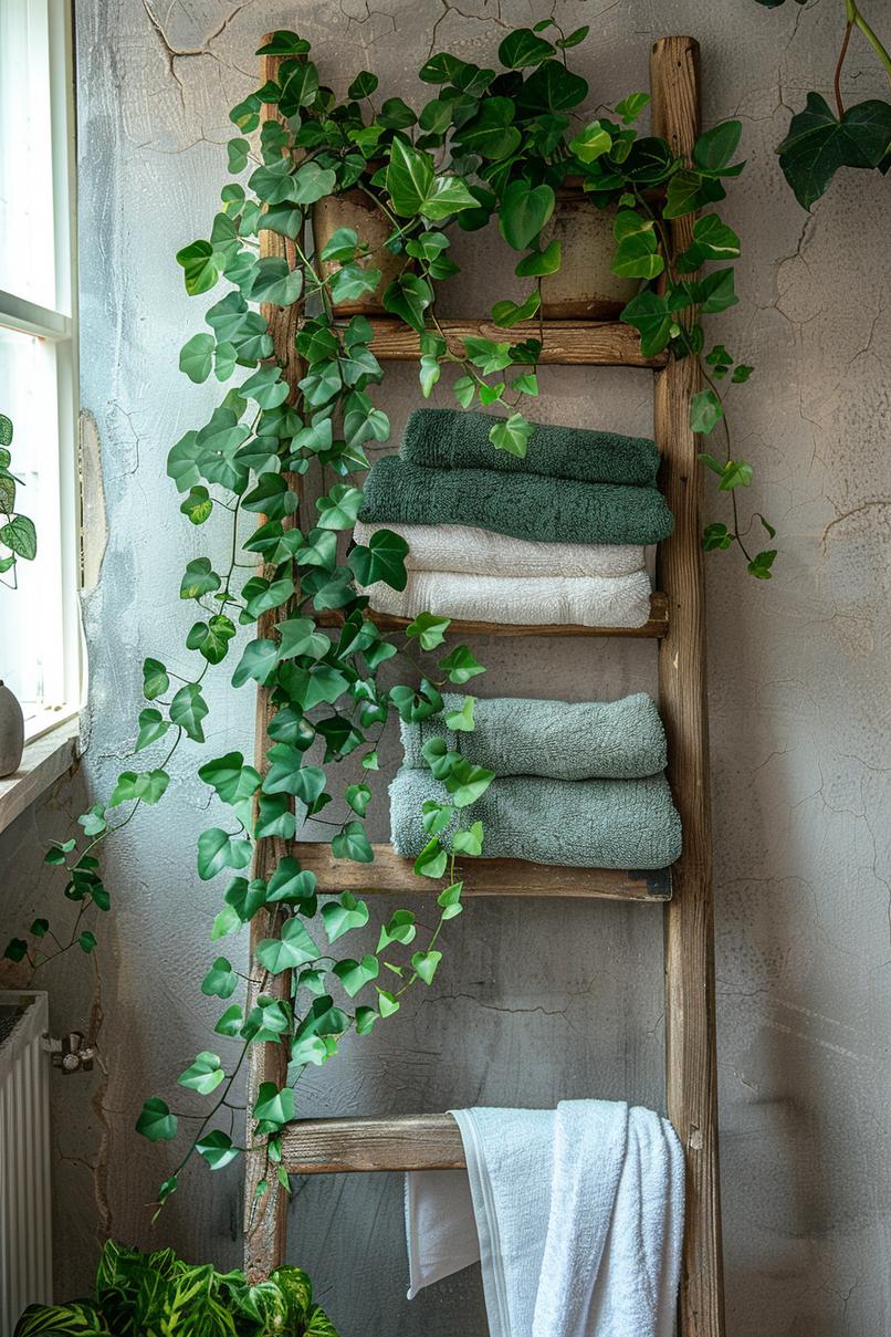 15 Genius & beautiful bathroom shelf ideas you have to see 6 2. Rustic conductor shelves Inspiration-1
