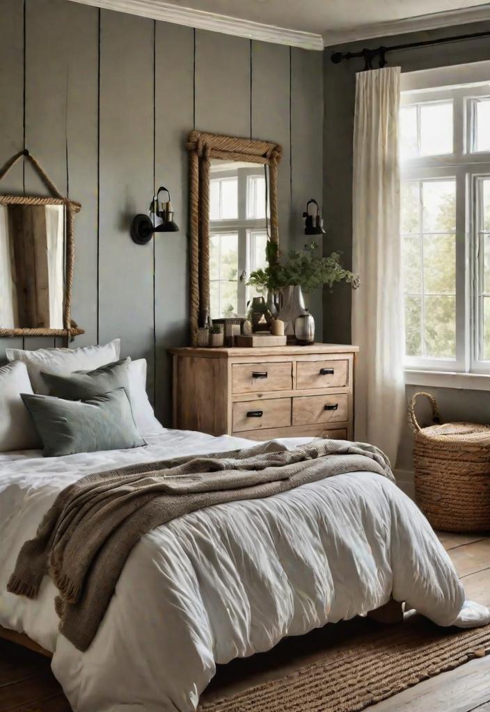38 Genius Farmhouse Bedroom Ideas 24 22. Rustic Mirror DIY-0