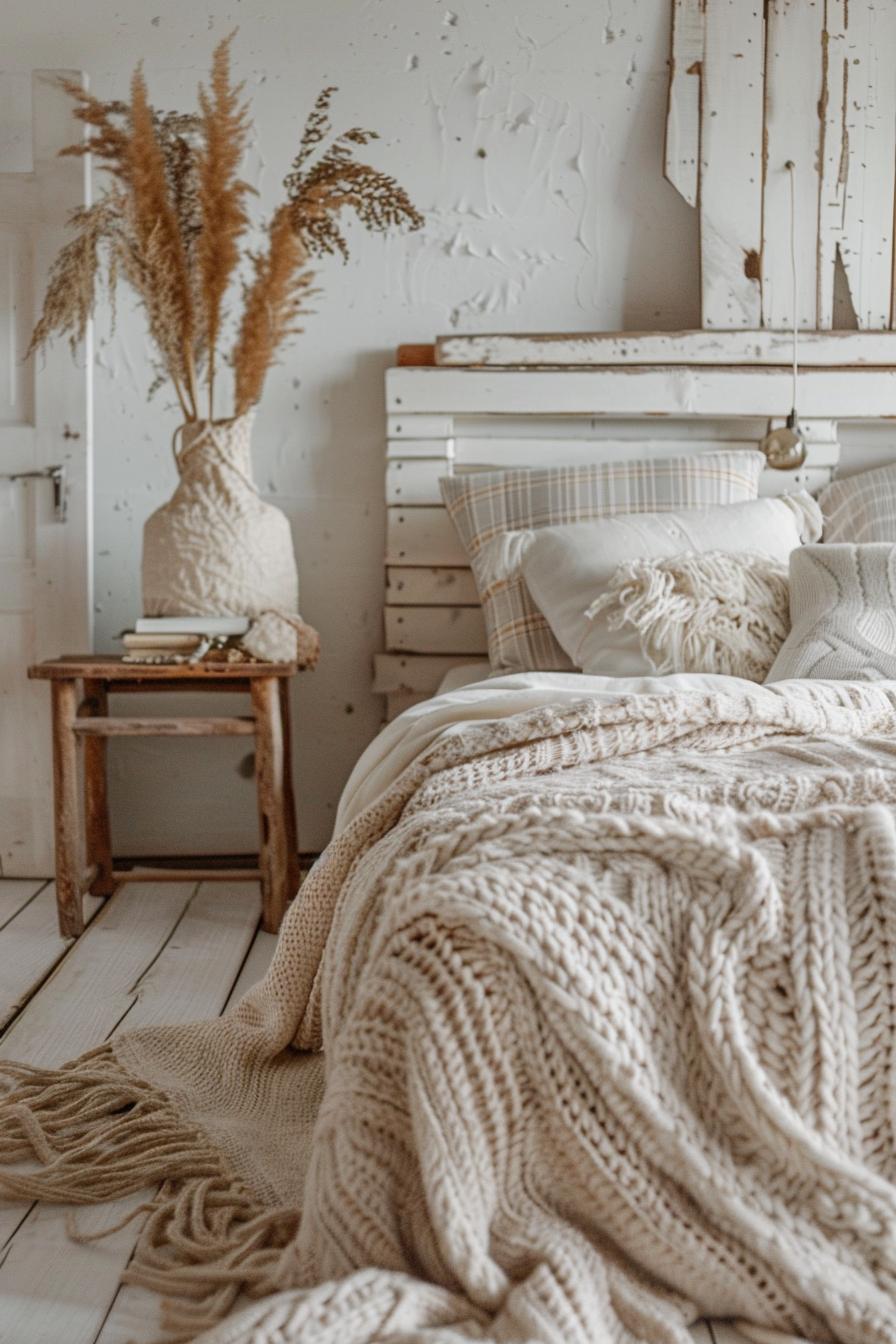 29 wunderschöne neutrale Boho -Schlafzimmer: verträumte und entspannende Räume 39 18. Rustikal neutral Boho Schlafzimmer Blend-0