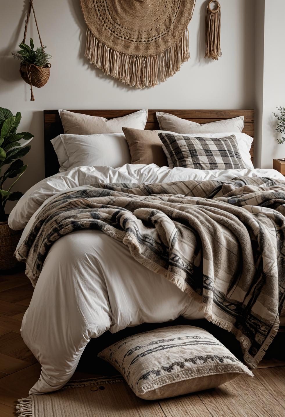 29 wunderschöne neutrale Boho -Schlafzimmer: verträumte und entspannende Räume 40 18. Rustikal neutral Boho Schlafzimmer Blend-1