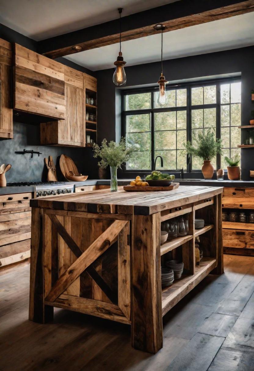 43 Aesthetic Kitchen Ideas to Transform Your Space 16 14. Rustic Reclaimed Wood Kitchen Island-0