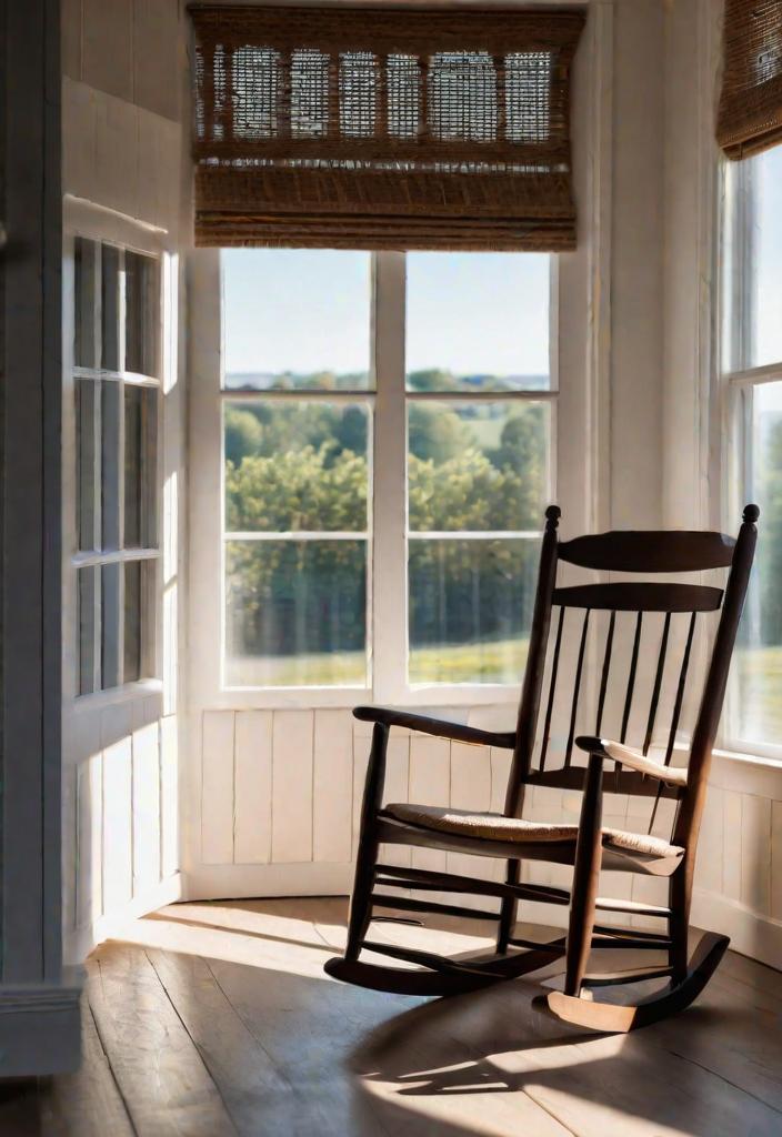 25 Charming Farmhouse Living Room Ideas For 2024 27 25. Rustic rocking chair-0