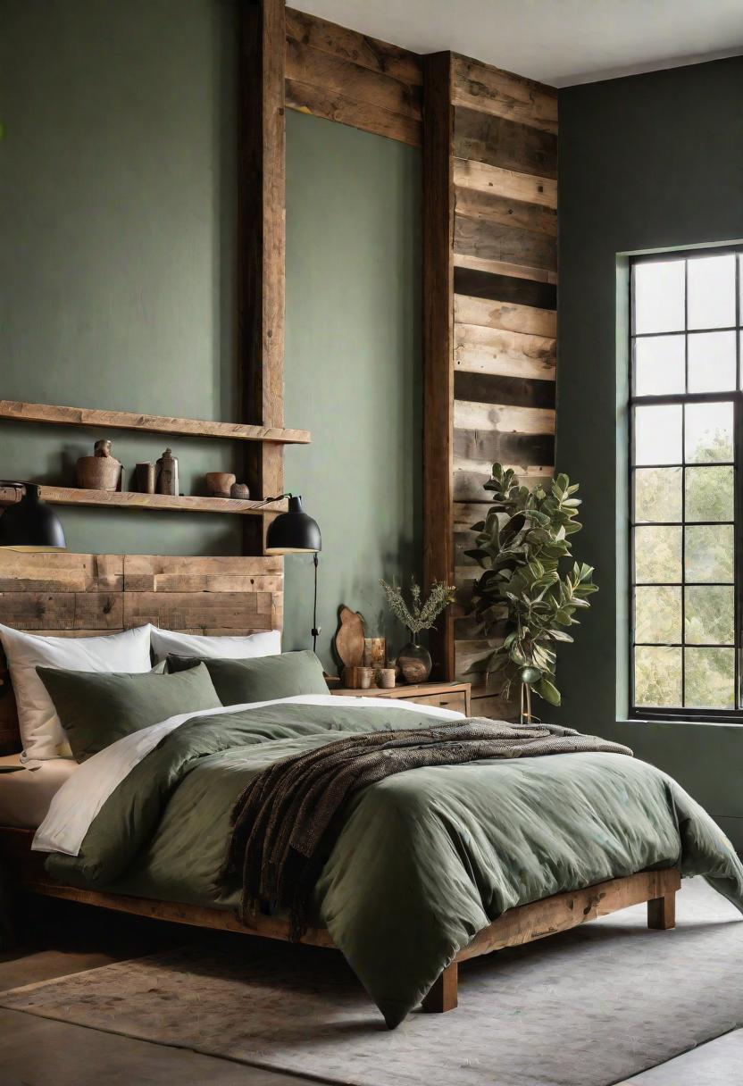 39 Sage Green Farmhouse Bedroom Ideas: Trendy Rustic Chic 4 1. Rustic Sage Green Wall Style-1