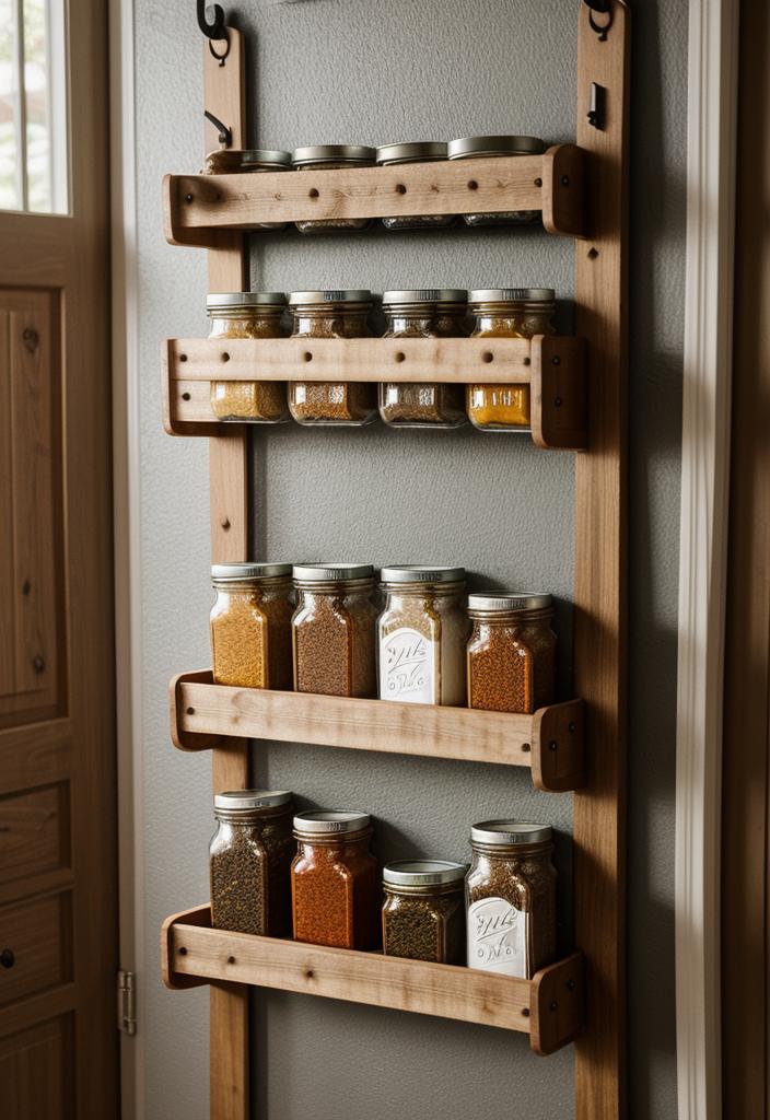 43 Inspiring Kitchen Decor Ideas: Stylish and Functional Accents 16 10. Rustic Spice Rack DIY-0