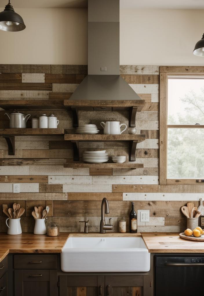 35 Stunning Kitchen Backsplash Ideas: Creative and Eye-Catching Designs 41 28. Rustic Wood Backsplash Design-0