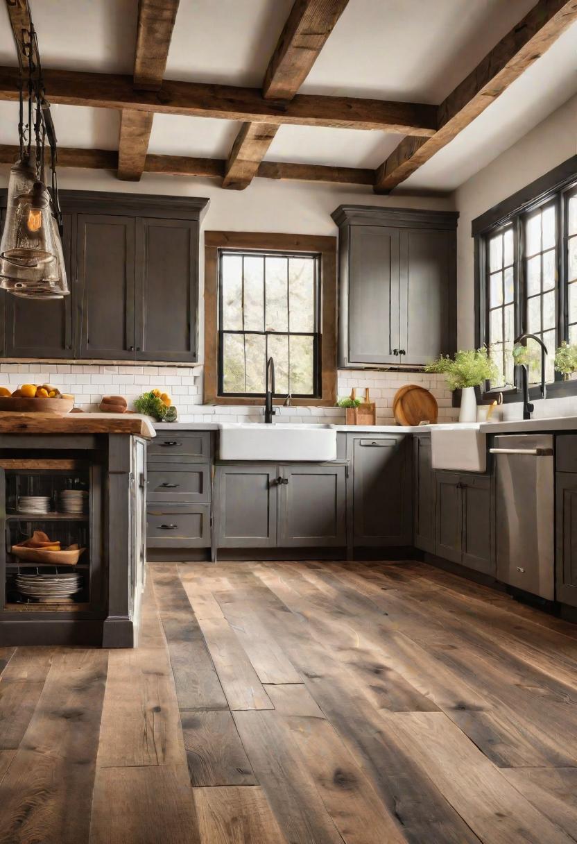 33 Modern Farmhouse Kitchen Ideas: Blending Rustic Charm with Contemporary Design 30 23. Rustic Wood Flooring Inspiration-1