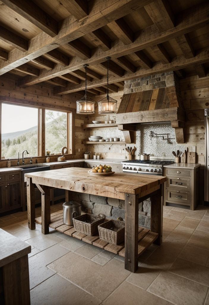 26 Genius Kitchen Island Ideen: Stil und Funktionalität 13 5. rustikales Holz & Stone Island-2