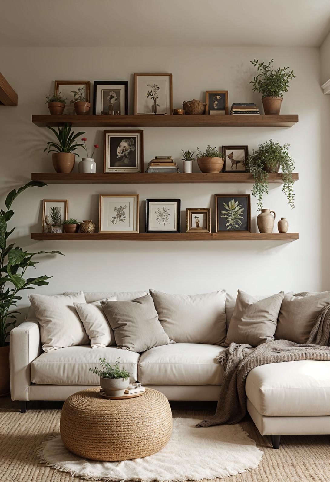 20 breathtaking living room wall decoration ideas 53 15. Rustic wooden wall shelf Inspiration-0