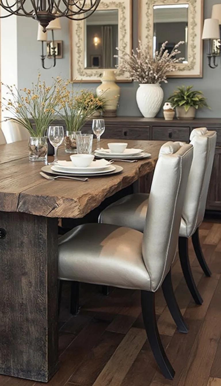 21 Cozy organic modern living room ideas for copying 45 15. Rustic tables paired with leather or fabric accumulator-0