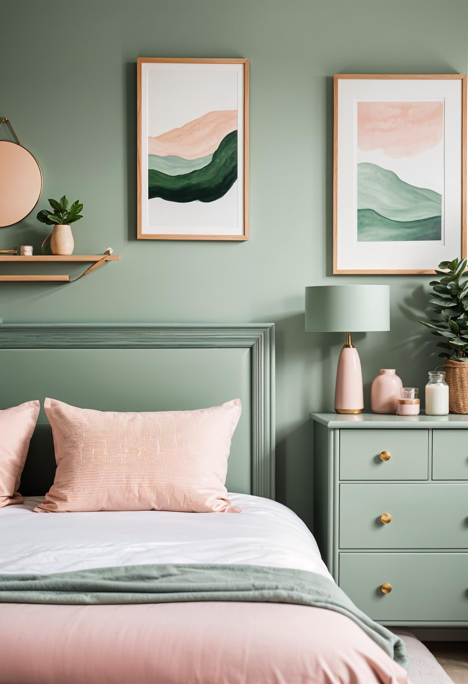 30 Chic Sage Green and Blush Bedroom Ideas 18 8. Sage Blush Upcycled Furnishings-0