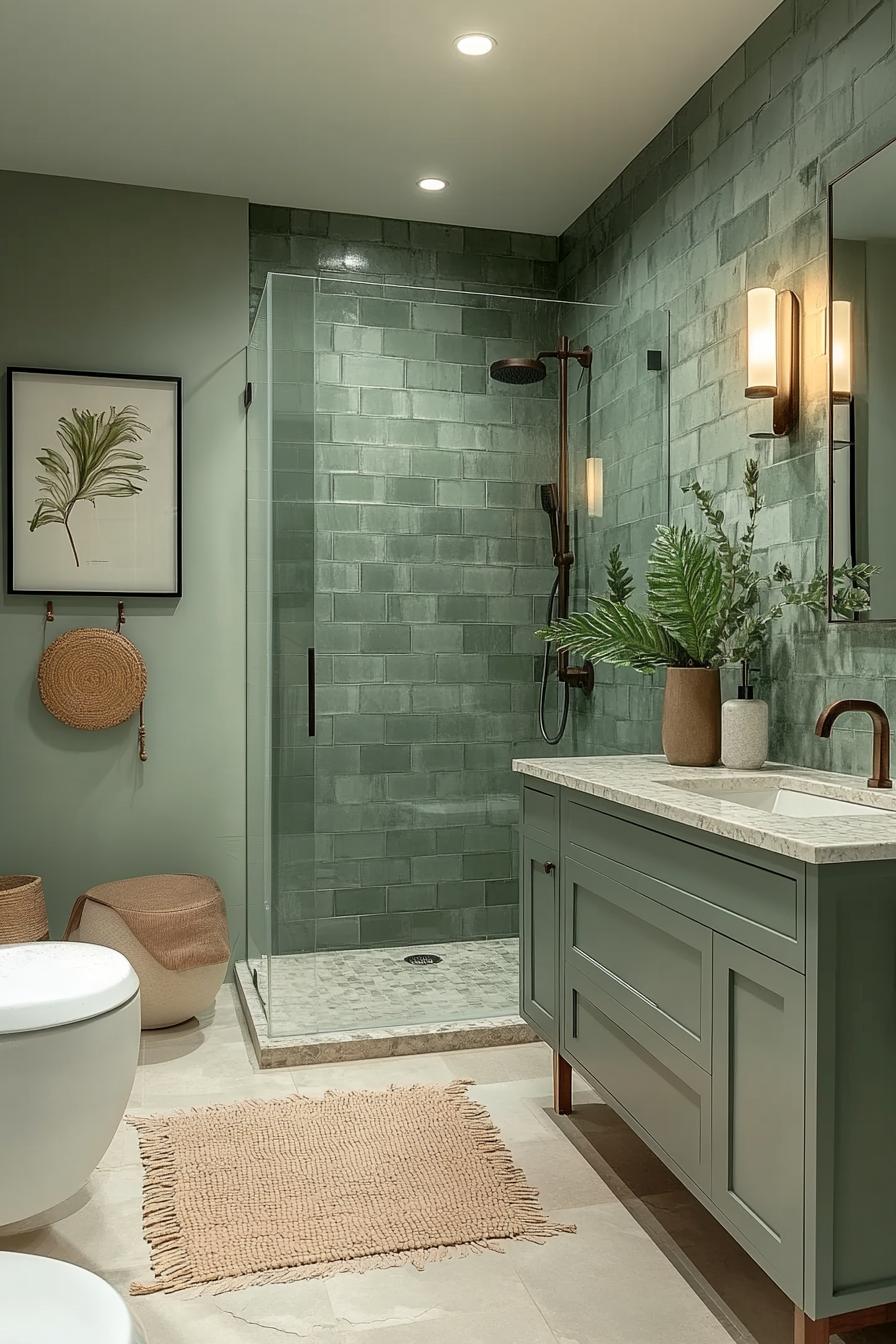 15 new bathroom design trends for 2024 and 2025 6 2. Sage green bathroom design trends-0
