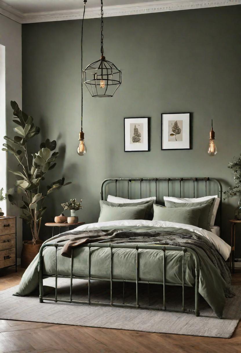 39 Sage Green Farmhouse Bedroom Ideas: Trendy Rustic Chic 10 4. Sage Green Bedroom with Vintage Touch-0