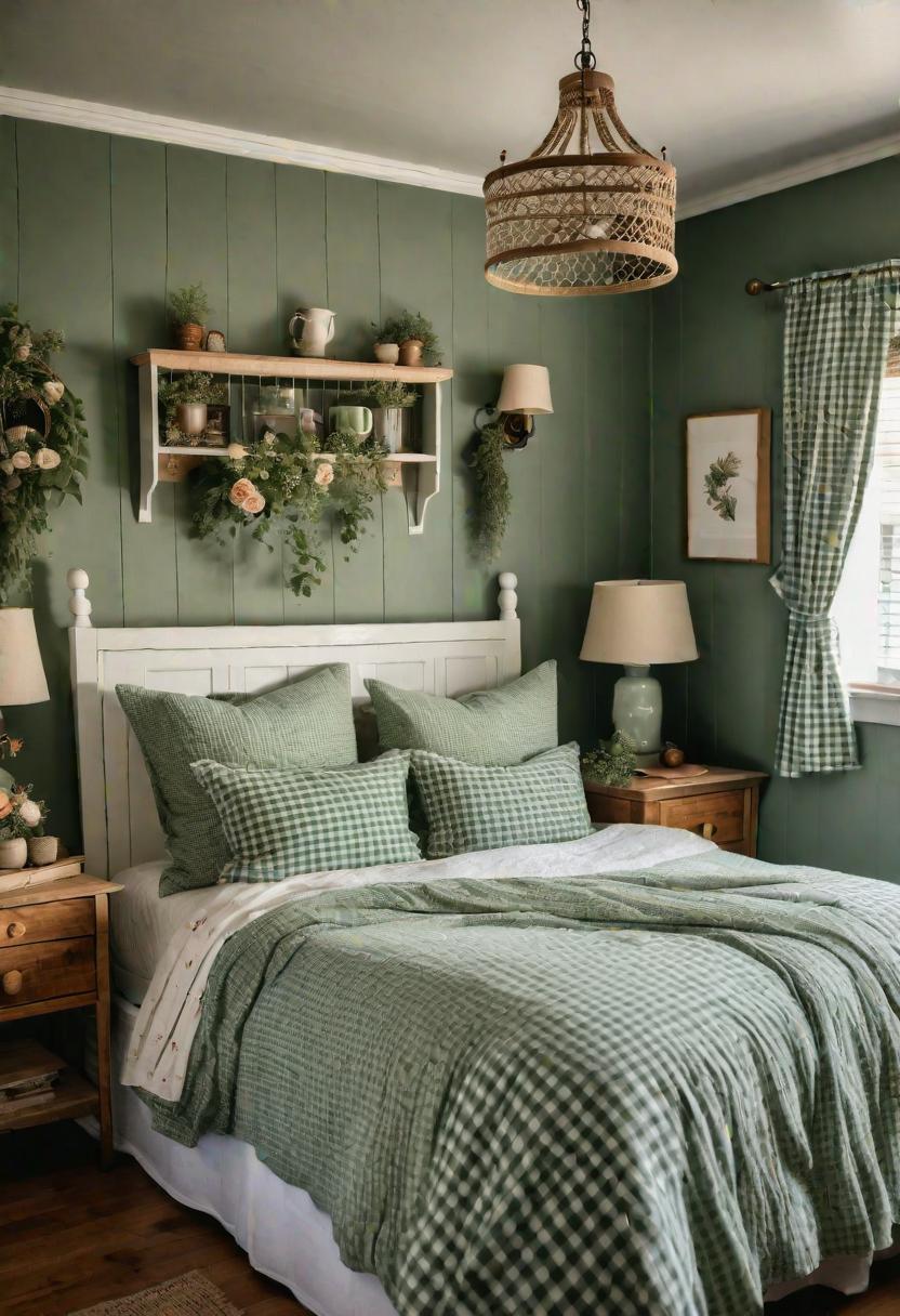 39 Sage Green Farmhouse Bedroom Ideas: Trendy Rustic Chic 16 7. Sage Green Cottagecore Bedroom Retreat-0