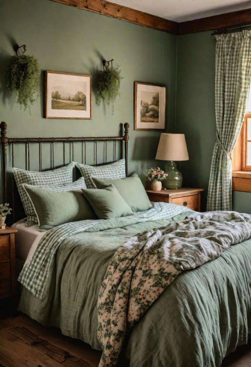 39 Sage Green Farmhouse Bedroom Ideas: Trendy Rustic Chic 17 7. Sage Green Cottagecore Bedroom Retreat-1