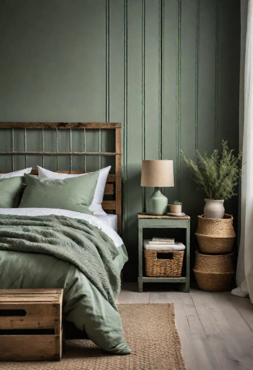 39 Sage Green Farmhouse Bedroom Ideas: Trendy Rustic Chic 43 27. Sage Green Farm Bedroom Design-0
