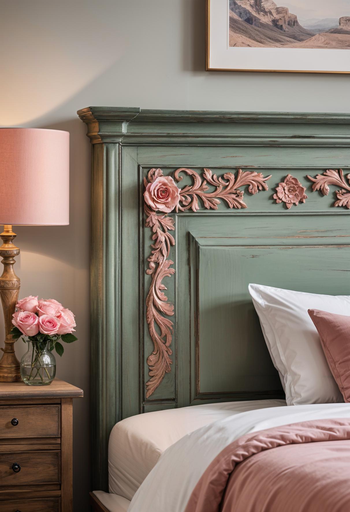 31 Chic Sage Green and Pink Bedroom Inspirations 12 5. Sage Green & Pink Headboard Rusticity-0