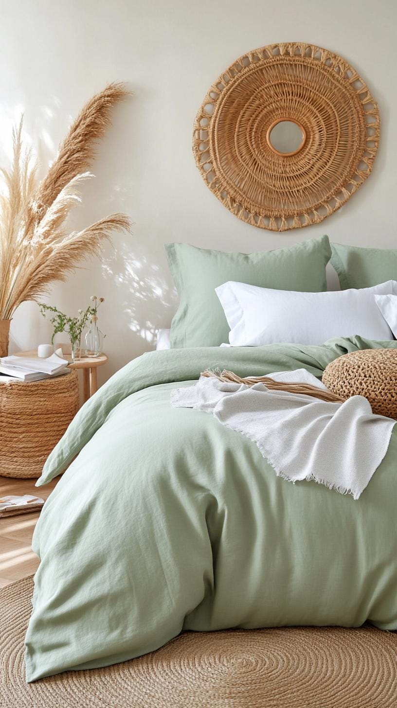21 new bedroom ideas for your 2025 refreshment 22 7. Sage green splash for a quiet living area mood-0