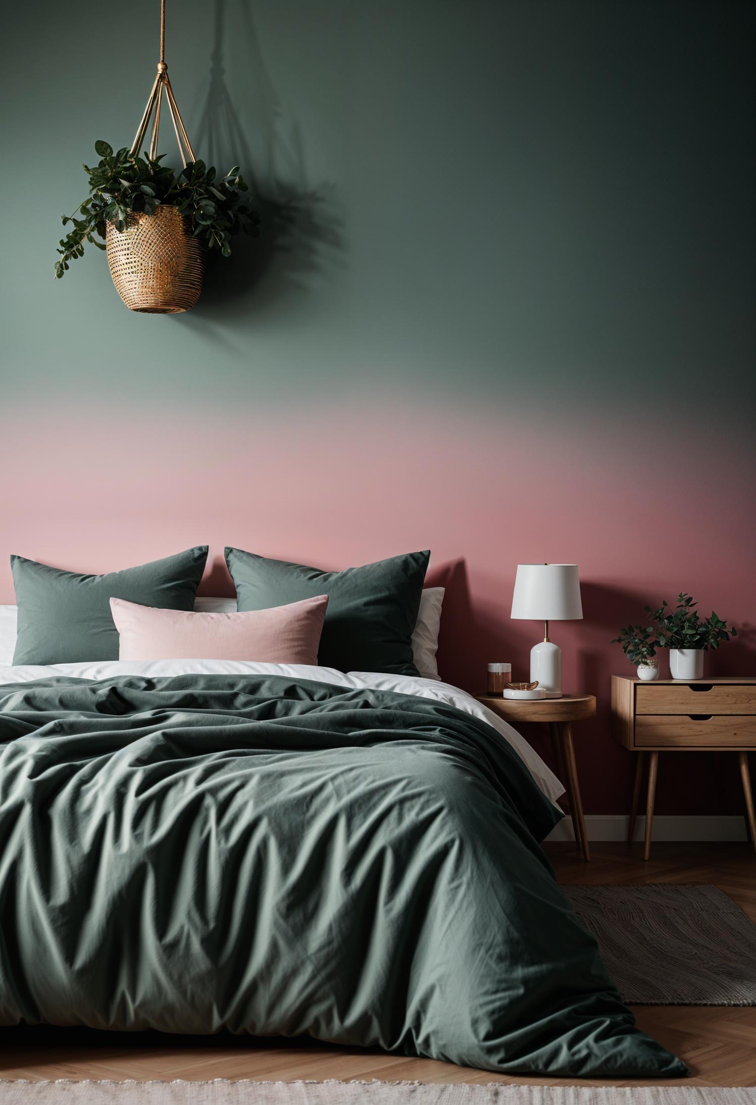 31 Chic Sage Green and Pink Bedroom Inspirations 32 21. Sage to Pink Ombre Paint-1