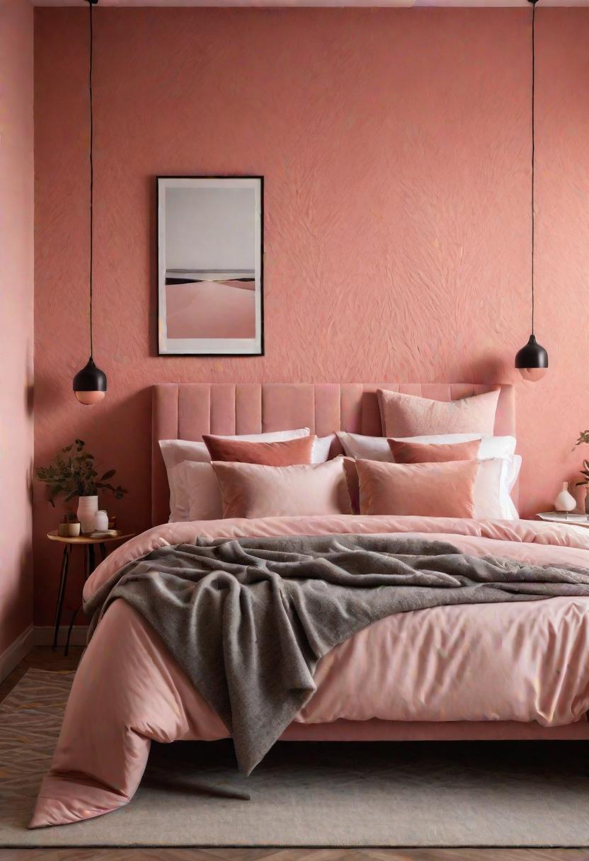 63 Luxurious Pink Bedrooms to Warm Up Your Space 15 13. Salmon Pink Textured Wall-0