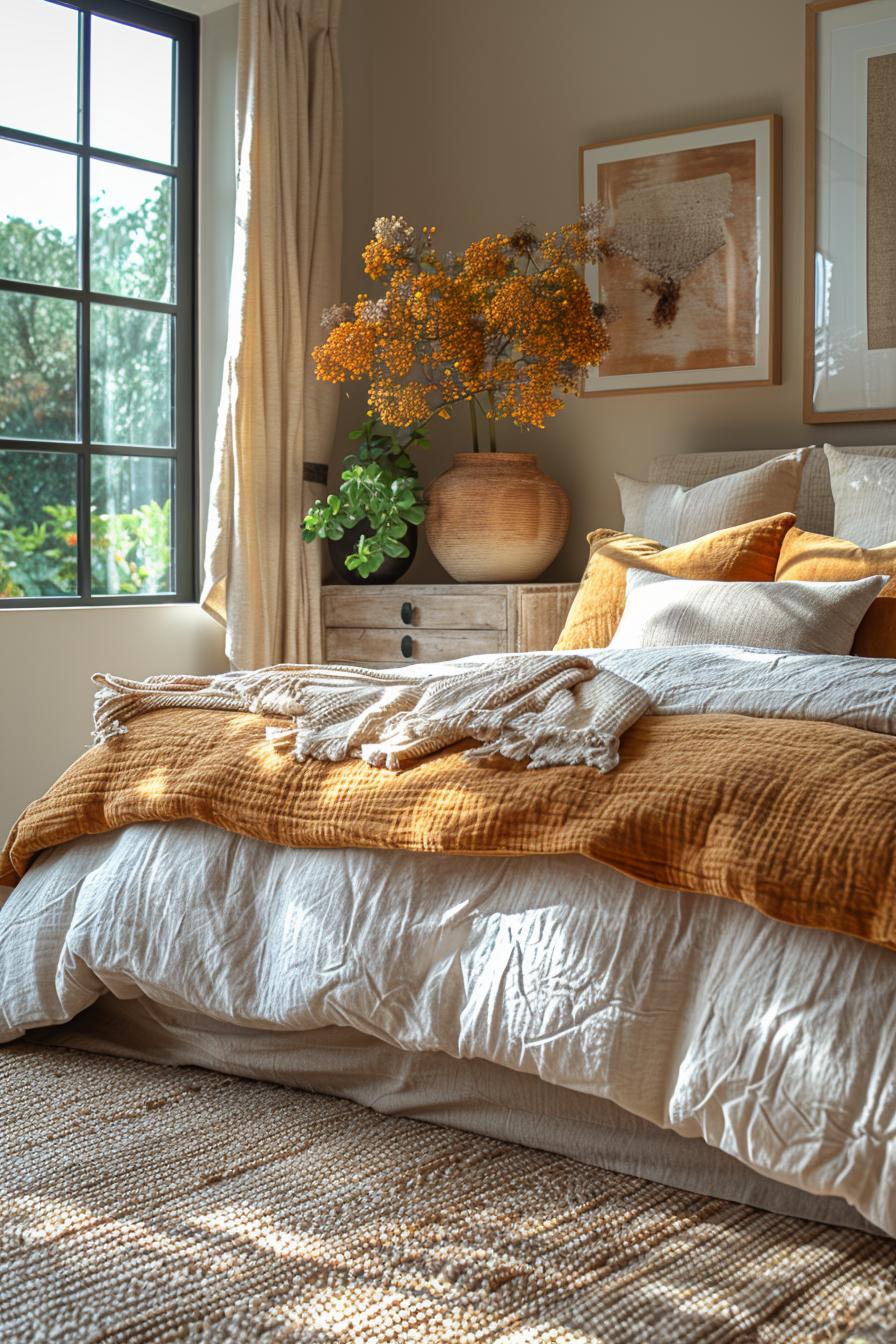 19 Best earthy modern bedroom ideas for a cozy retreat 29 8. Savannah sun lighting bedroom decor-1