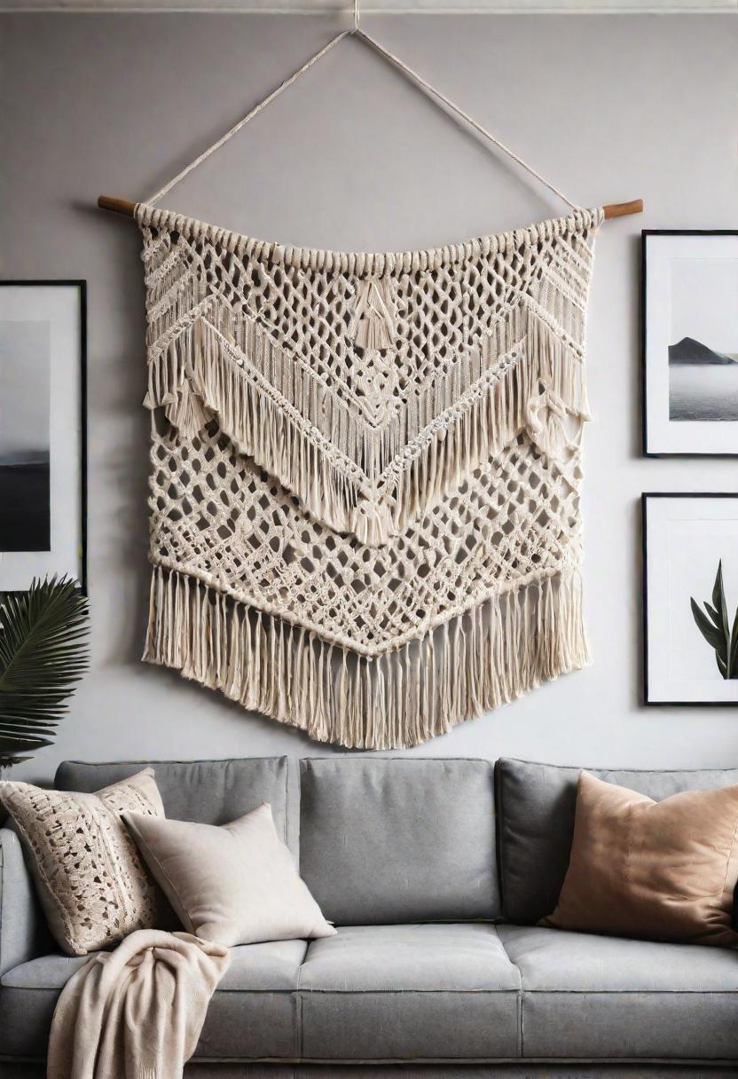 29 Kreativ über den Couch Decor -Ideen, um Ihr Wohnzimmer zu verwandeln 11 9. Scandi Macramé Wall Art-0