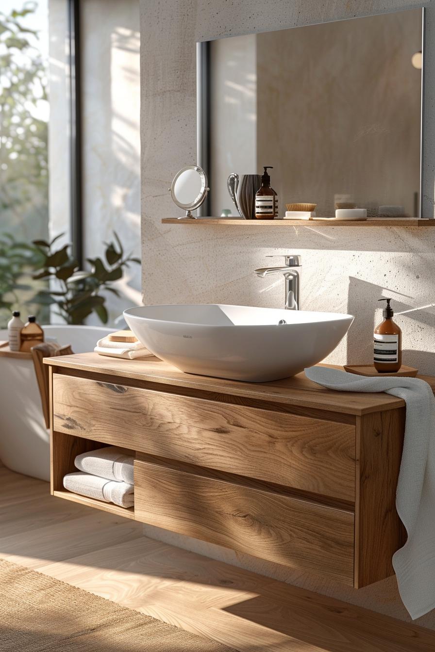 15 beautiful bathroom designs to improve your room 24 10. Scandi Style Bathroom Vanity-0